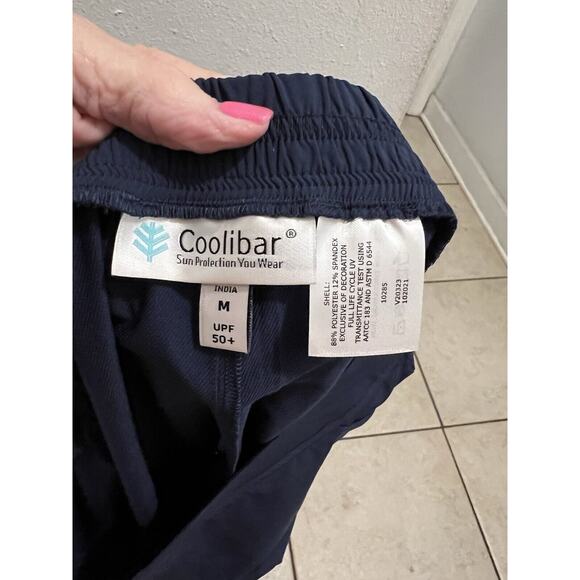 Coolibar Blue Swim Capri Pants Sz M Upf 50 Beachwear Resort Pockets - Picture 5 of 7
